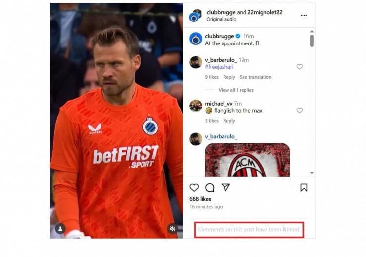 冲烂了米兰球迷涌入社媒要求放行贾沙里，布鲁日被迫限制评论
